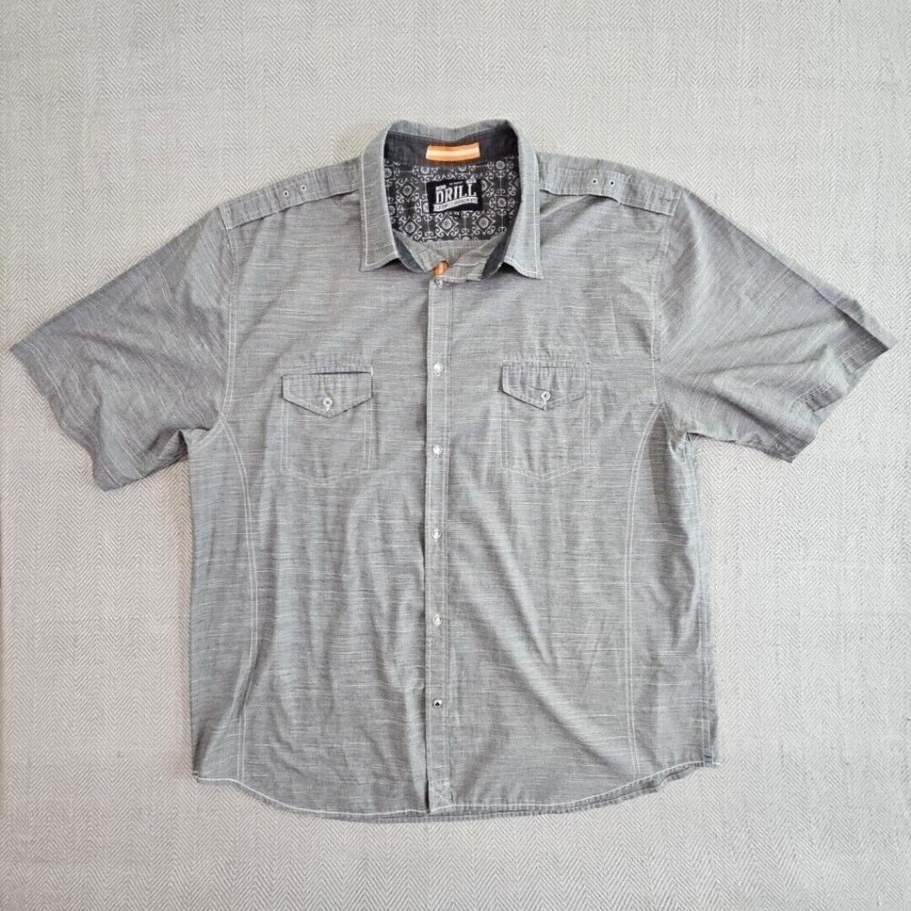 Drill Clothing‎ Company Shirt Men's 3XLB Gray Button Up Short Sleeve Dadcore GUC